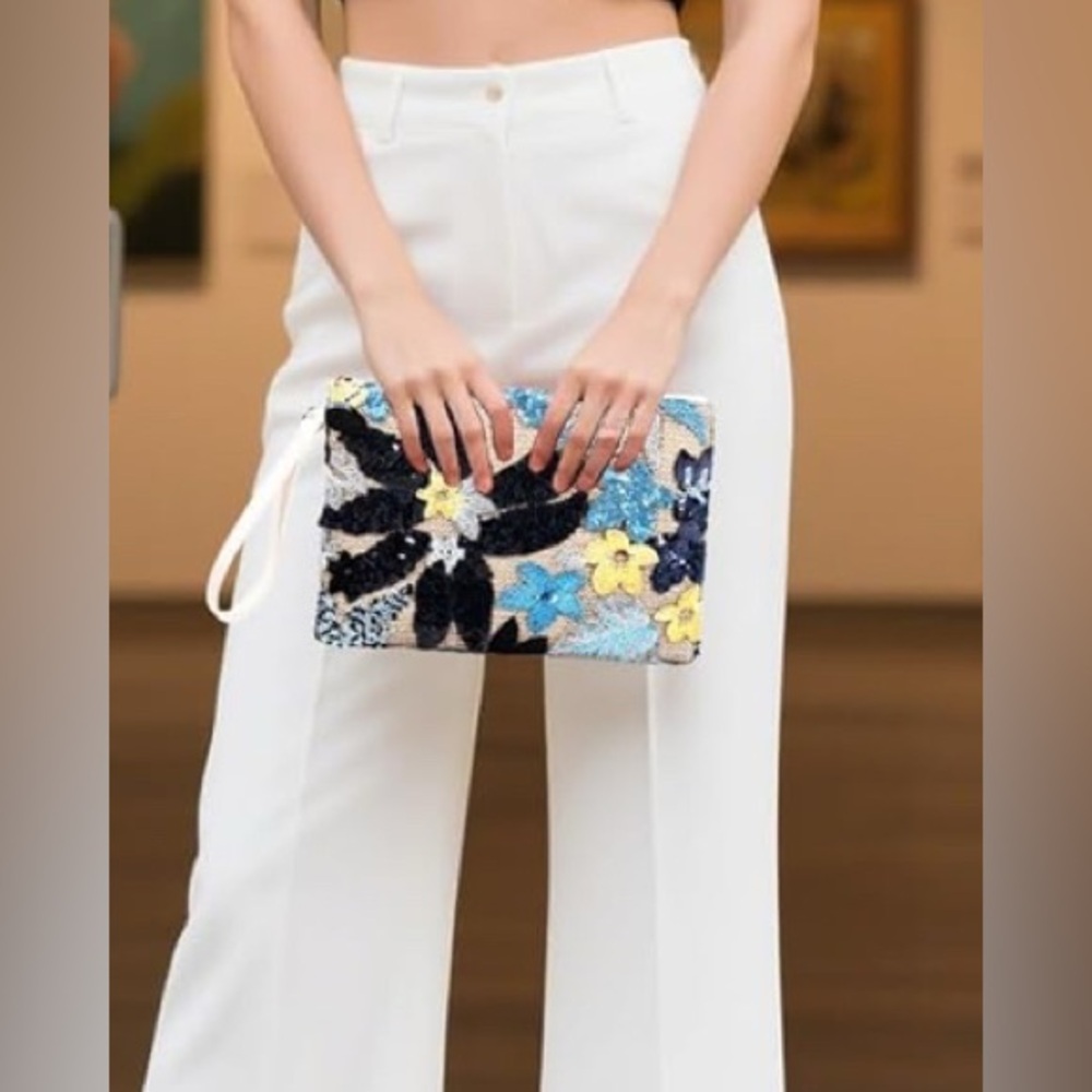 Floral Embroidery Sequin Evening Clutch Bags Party Purses Beaded Bags